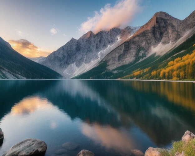 majestic mountains and tranquil lake