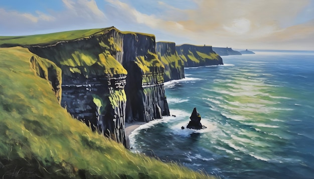 Majestic Oil Painting of the Cliffs of Moher