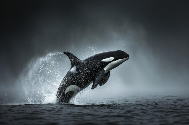 Foto l'orca maestosa che salta