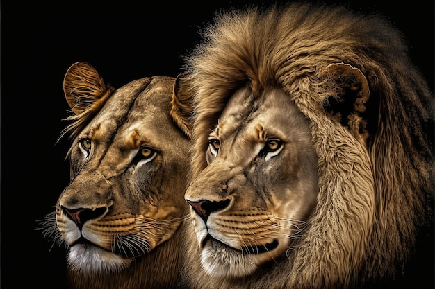 Majestic pair of African lions