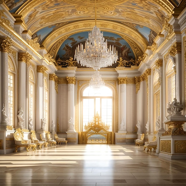 A majestic Palace of Versailles with its grandiose architecture and intricate details ai generated