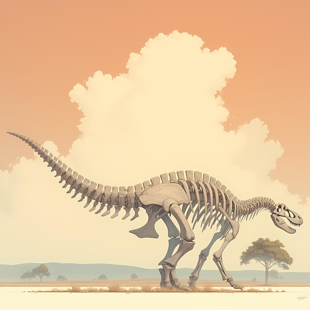 Photo majestic paleo art edmontosaurus skeleton