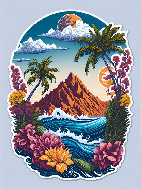 Photo majestic palm sticker artwork on tshirt graphic