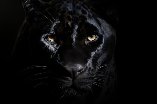 Majestic Panther Front View op zwarte achtergrond Wilde dieren Illustratie Generatieve AI