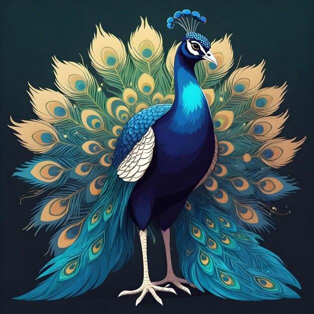 Majestic Peacock Bird Clipart Illustration
