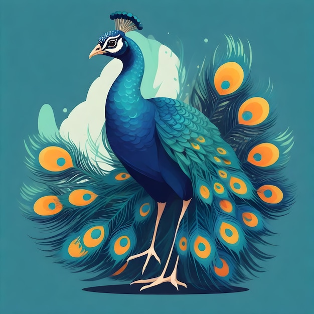 Majestic Peacock Bird Clipart Illustration