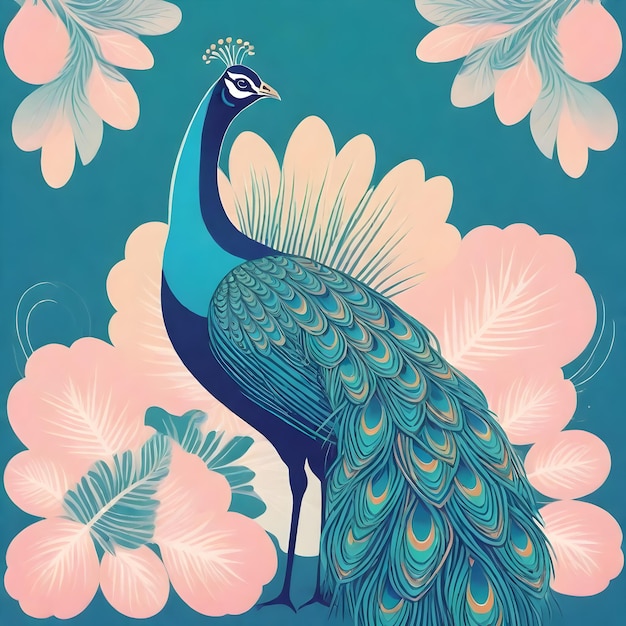 Majestic Peacock Bird Clipart Illustration