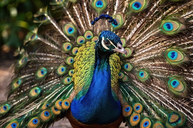 Photo majestic peacock displaying vibrant feathers