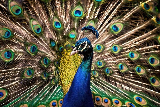 Photo majestic peacock displaying vibrant feathers