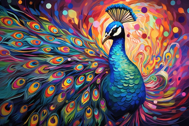 a majestic peacock with iridescent plumage