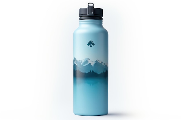 Photo majestic peaks elixir a water bottle journey to the mountains on white or png transparent background
