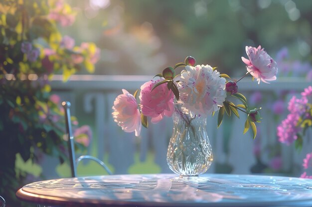 Majestic Peonies in Crystal Vase