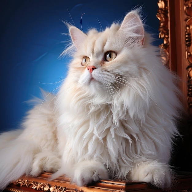 Фото Величественный персидский кот на королевском синем фоне