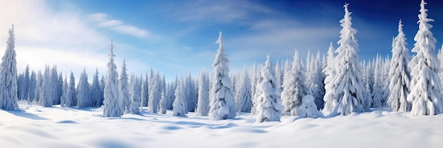 A majestic pine forest blanketed in a winter wonderland of snow