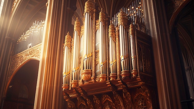 Majestic Pipe Organ in a Cathedral