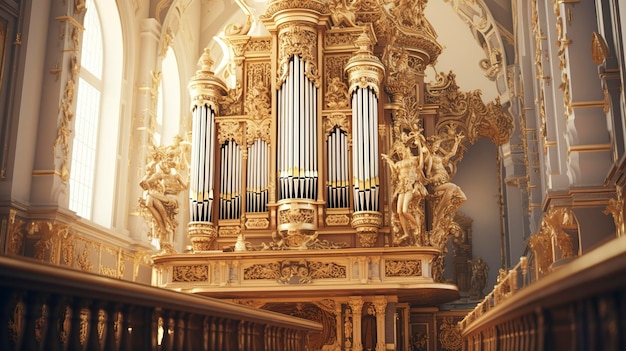 大聖堂の荘厳なパイプ オルガン