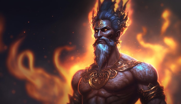 Majestic Portrait of Indra the King of the Elements