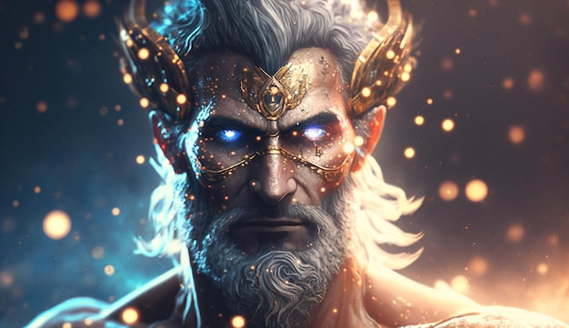 Majestic Portrait of Indra the King of the Elements