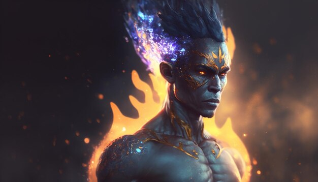 Majestic Portrait of Indra the King of the Elements