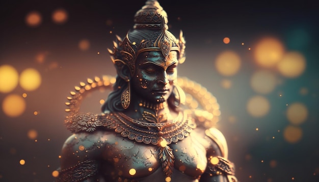 Majestic Portrait of Vishnu the God of Protection and Preservation