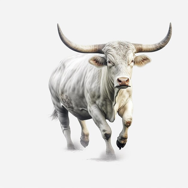 Majestic Power Full Body Shot of a Bull on a White Background