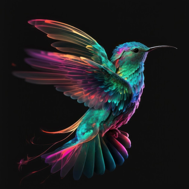 Majestic Rainbow Bird Soaring Through Space