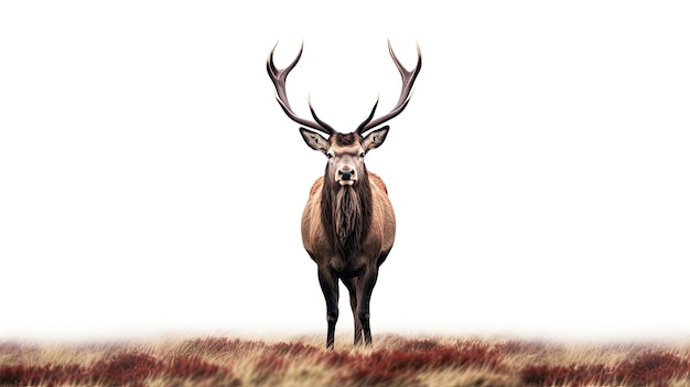 Majestic red deer photo realistic illustration - Generative AI.