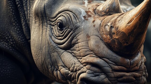 Photo majestic rhino a closeup portrait of wild sumatran wildlife