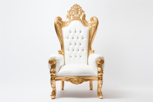 Majestic Royal Throne Chair Isolated on White Background Generative AI