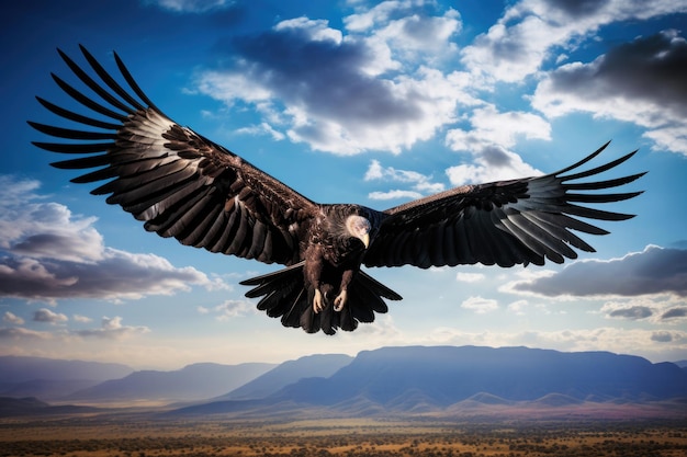 Photo the majestic ruppells vulture soaring high above the african savannah