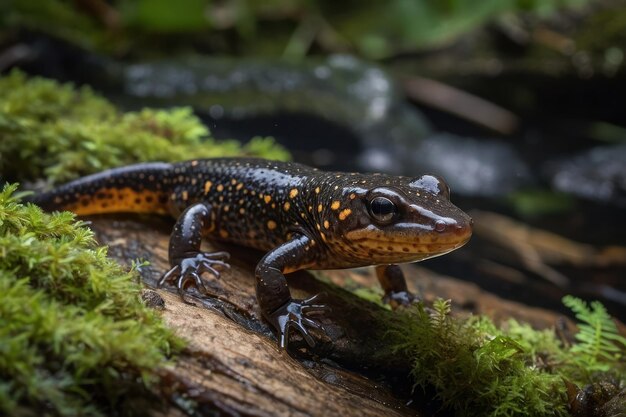 Majestic Salamander on Mossy Terrain