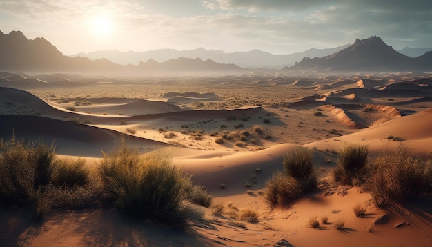 Majestic sand dunes in arid Africa generated by AI