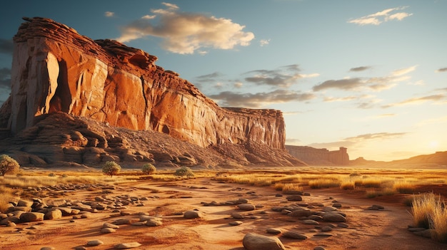 Majestic sandstone monument illuminated by sunset a famous travel