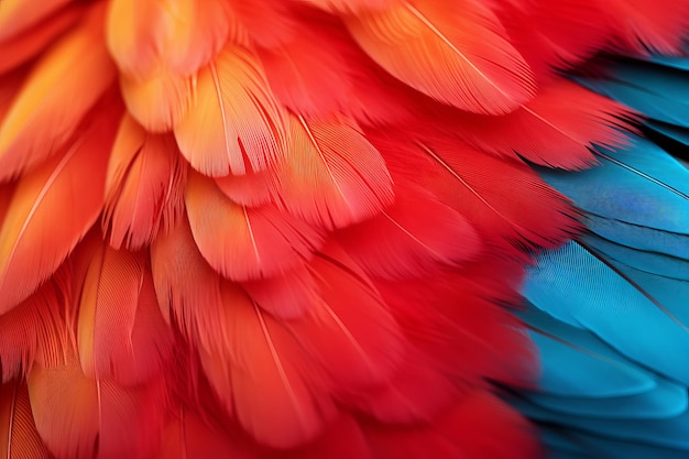 Majestic scarlet macaw a mesmerizing closeup of its vibrant feathers
