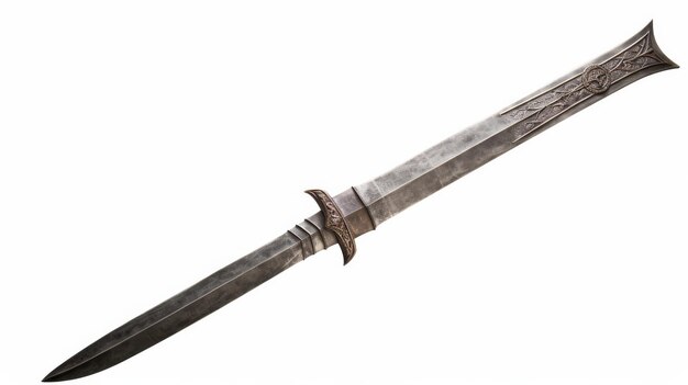 Majestic Scottish Claymore Sword on White Background