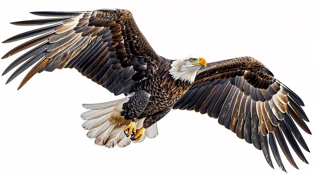 Photo majestic sea eagle in flight over the ocean caching fish pray