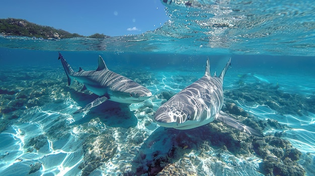 Величественные акулы, плавающие по океанским глубинам