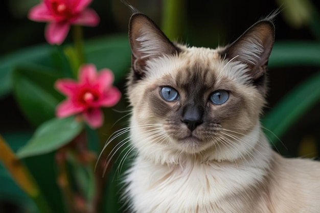 Фото Величественная сиамская кошка в естественной среде