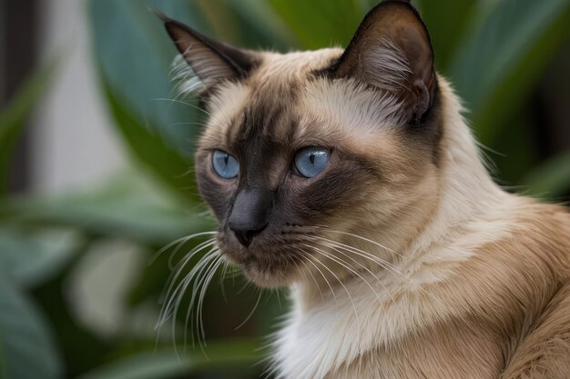 Majestic Siamese Cat in Natural Setting