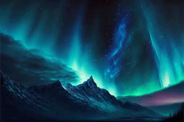 Photo majestic sky with aurora and stars generative ai