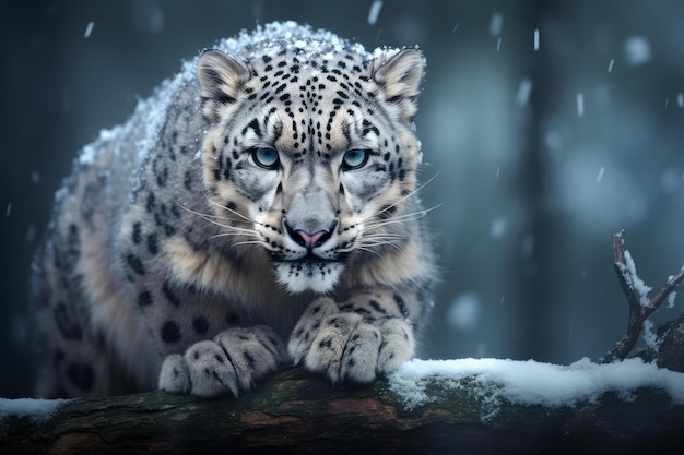 Photo majestic snow leopard generate ai