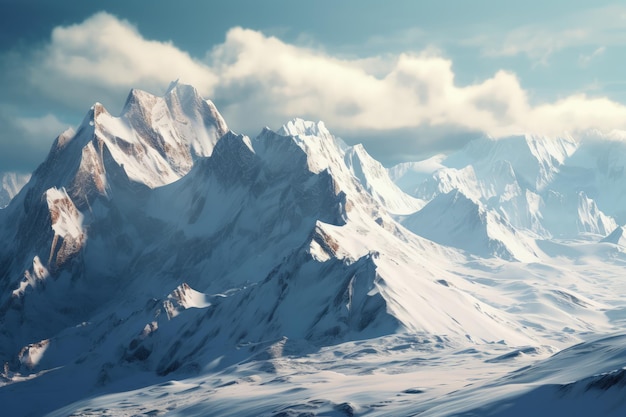 Majestic SnowCapped Mountain Range Generative AI