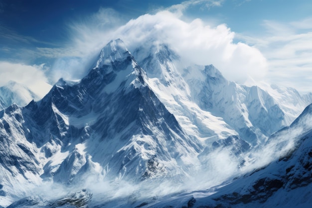 Majestic SnowCapped Mountain Range Generative AI