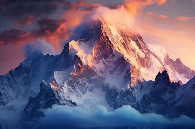 Majestic SnowCapped Peaks at Sunrise