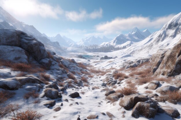 Majestic Snowy Mountain Landscape Generative AI