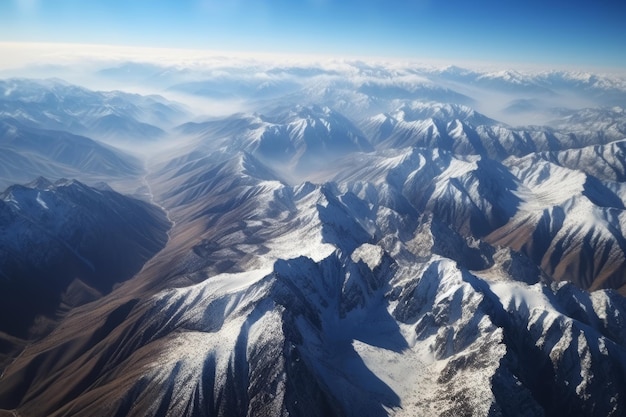 晴れた空と雄大な雪山の風景 生成 AI