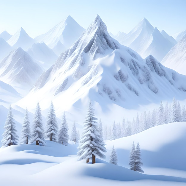 majestic snowy mountains white pine trees wallpaper