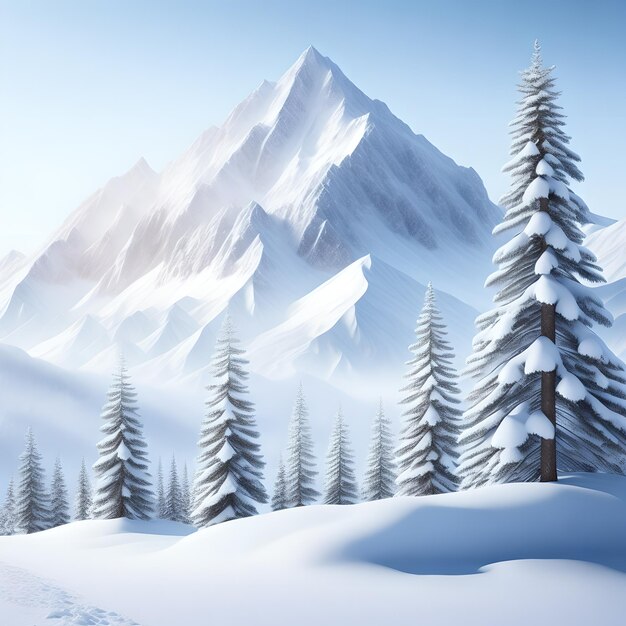 majestic snowy mountains white pine trees wallpaper