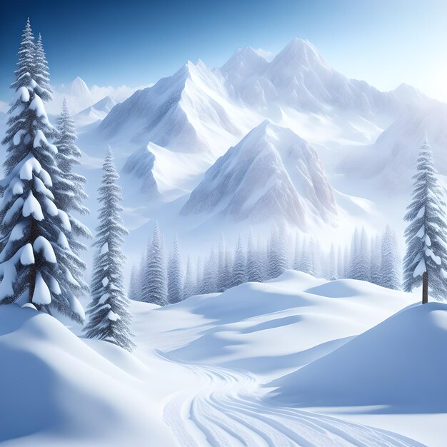 majestic snowy mountains white pine trees wallpaper