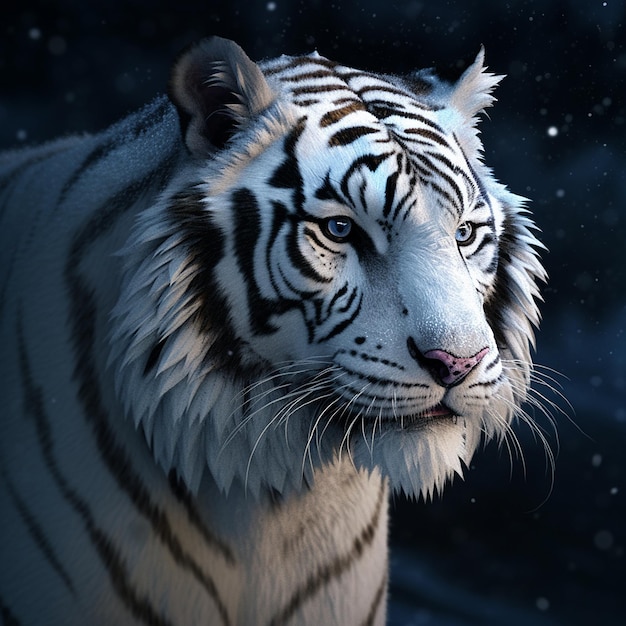 Majestic snowy white Siberian tiger with pictures Generative AI